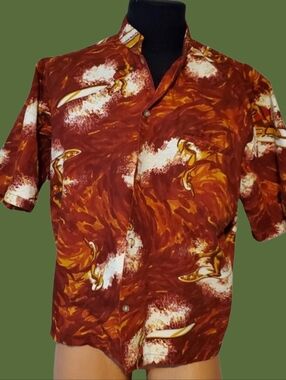 Mens Vintage 60s Surf Line Hawaiian shirt Large